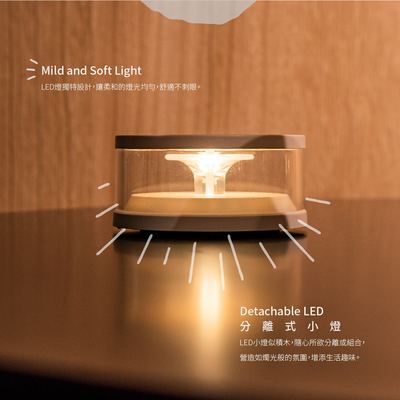 【日本】MoriMori LASMO LED燈 照明燈 小夜燈 分離式燈 氣氛燈 輕巧 觸點式充電