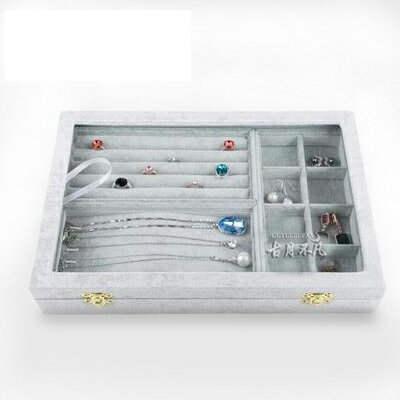 絨布冰花絨珠寶飾品收納盒帶蓋耳釘耳環項鏈展示盒首飾盒展示道具