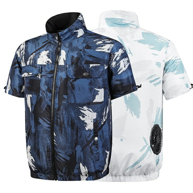 2023夏男式空調服短袖夾克USB風扇降溫室外防暑釣魚服電焊服