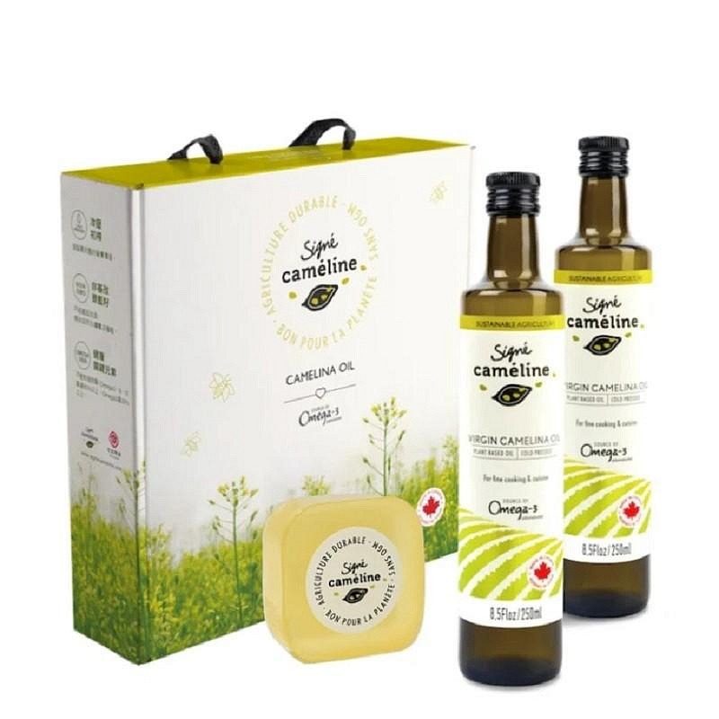 Signe Cameline 冷壓薺藍籽油250ml兩瓶+薺藍籽油香皂禮盒(超商限2組)