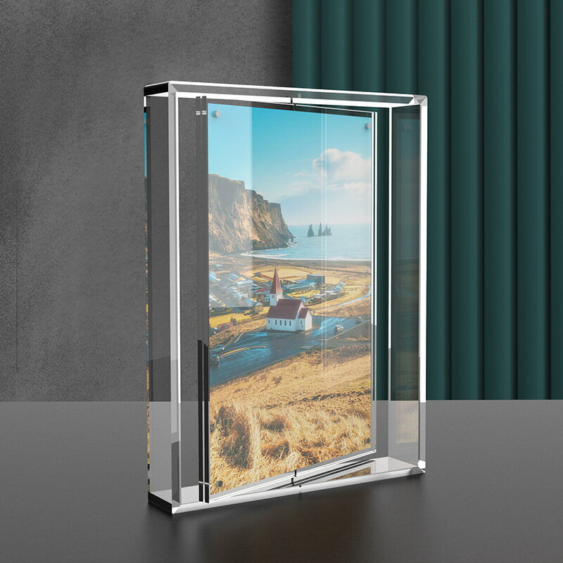 360°可旋轉透明亞克力相框擺颱 創意長方形現代簡約精美畫框