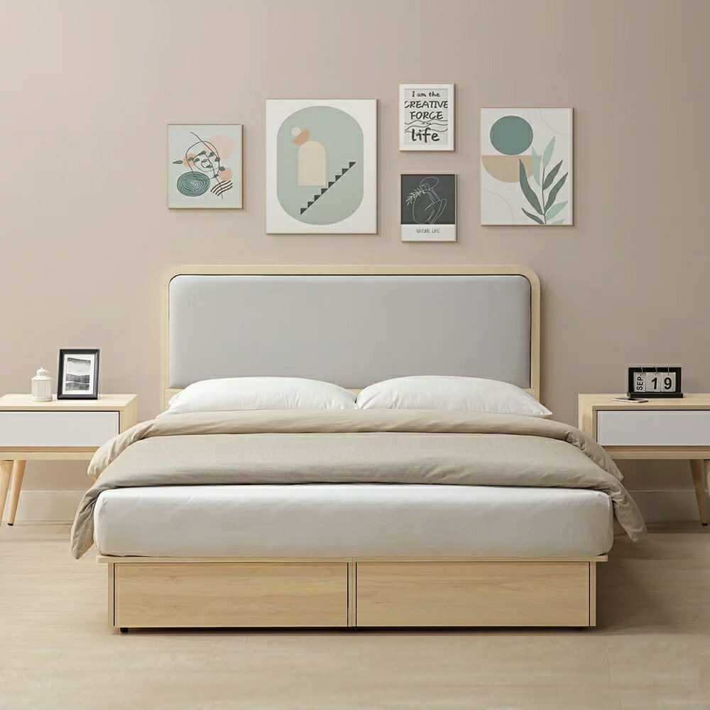 【直人木業】綠建材彩妝板溫馨系列平面大四抽床組-雙人加大6尺#小宅收納 2