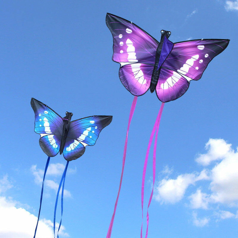 風箏 夜光風箏 新款成人兒童卡通線輪微風濰坊藍色蝴蝶LED風箏