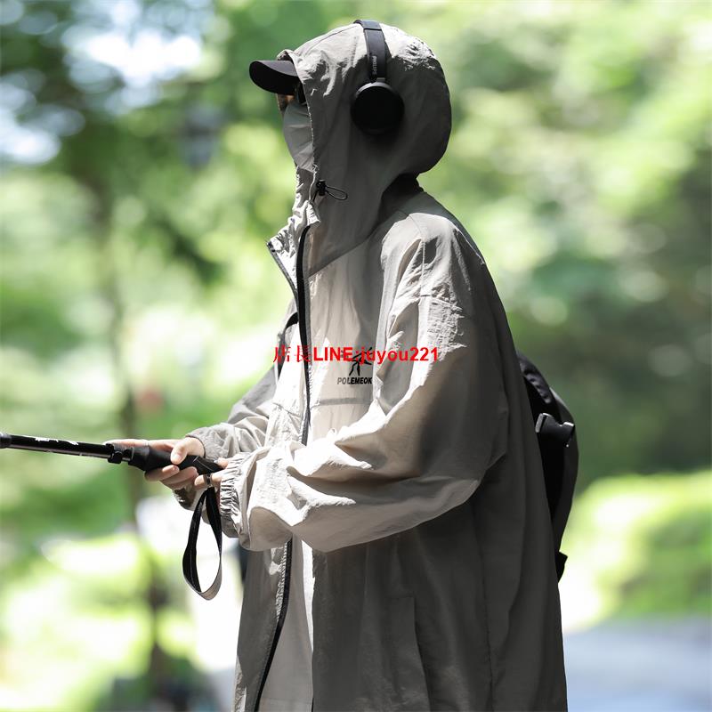 夏季冰絲連帽防曬衣男ins潮牌情侶寬松百搭戶外運動大碼夾克外套
