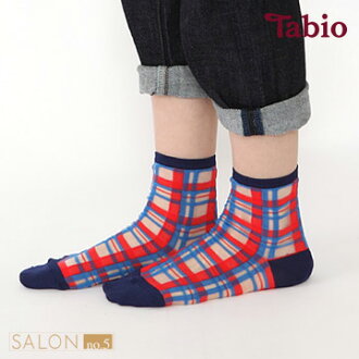 日本靴下屋Tabio 透膚英倫風格子短襪