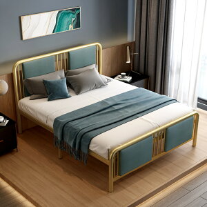 【免運】鋼木床 現代簡約輕奢網紅鐵藝床軟靠床1.2米1.5米單人雙人鐵架床家用軟床