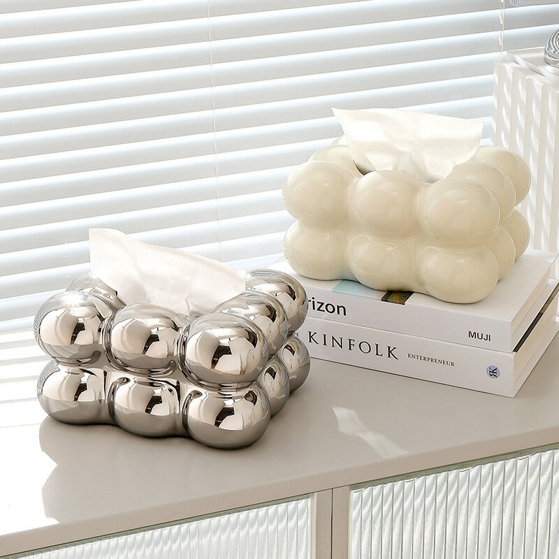 創意ins風棉花糖紙巾盒床頭陶瓷紙巾抽紙盒客廳桌面輕奢裝飾擺件