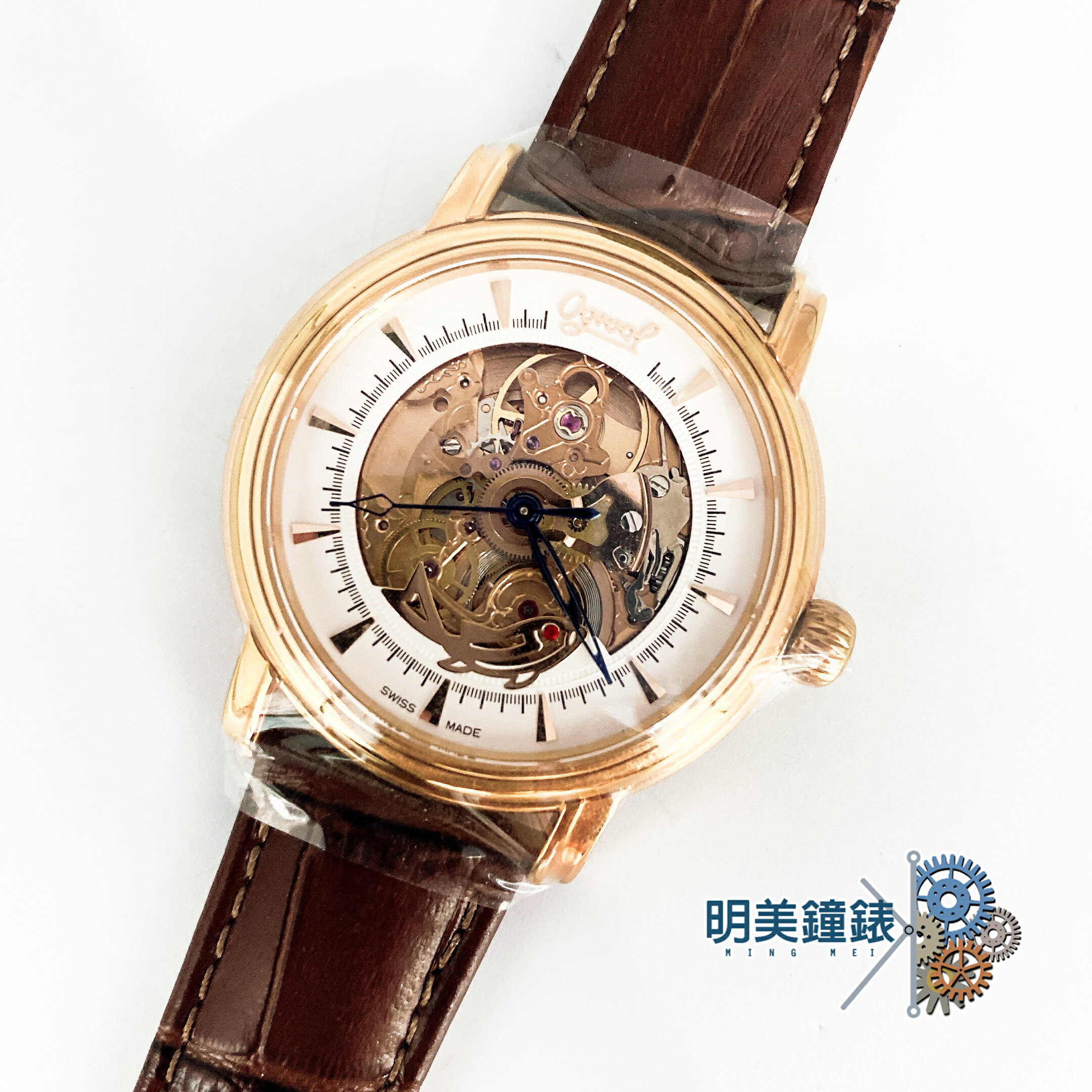 ◆明美鐘錶眼鏡◆愛其華Ogival/ 358.61AMR/玫瑰金經典復刻鏤空機械錶/庫存新錶/出清優惠