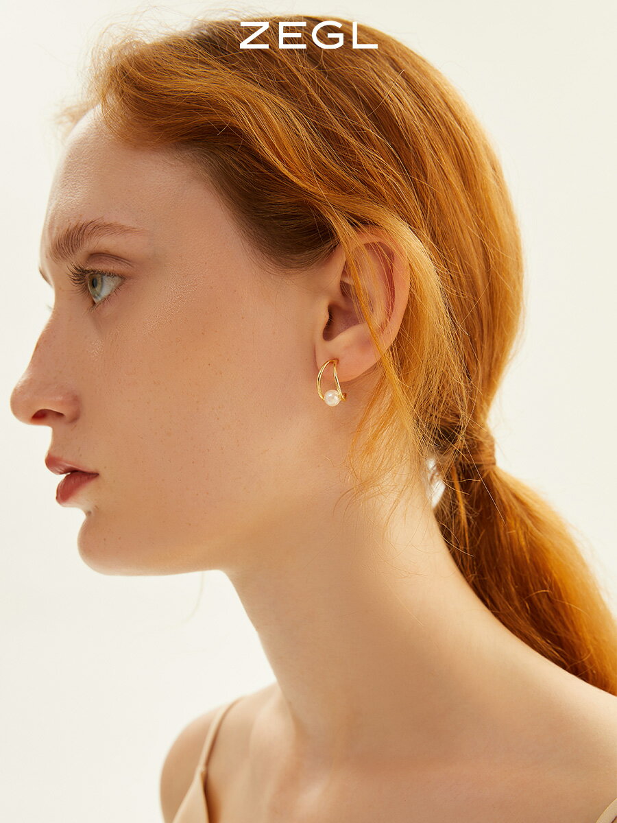 ZEGL淡水珍珠耳釘女簡約冷淡風氣質耳環2021年新款925純銀耳飾品