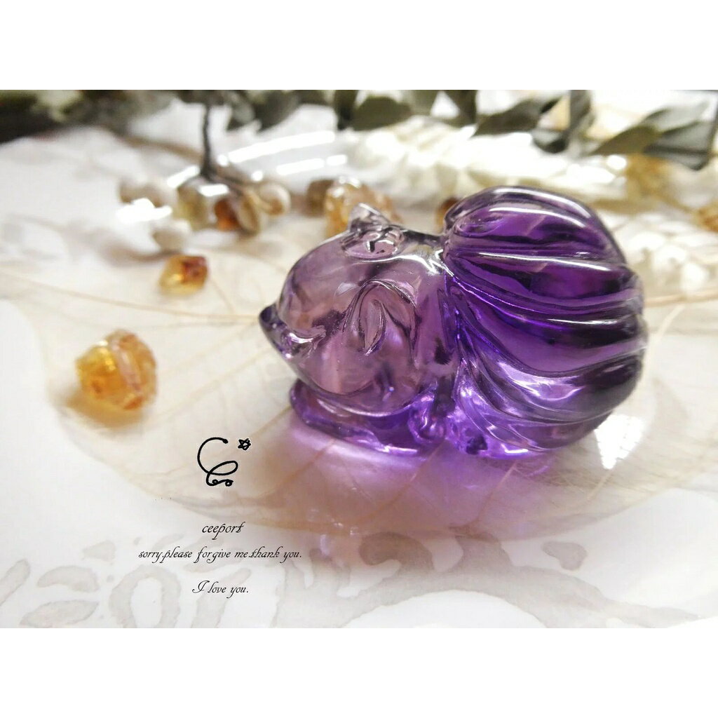 紫水晶 九尾趴趴狐 24161/紫水晶/水晶飾品/ [晶晶工坊-love2hm] 5