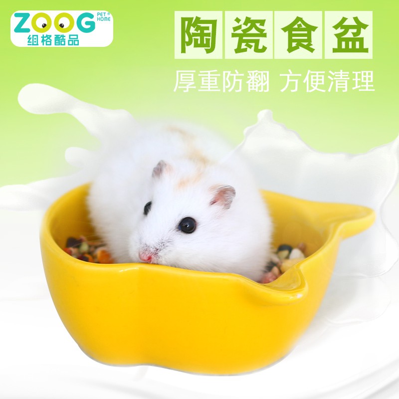 ZOOG倉鼠陶瓷食盆金絲熊大號陶瓷食盆龍貓松鼠飼料盒食盆用品