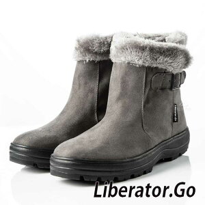 【Liberator】女中筒防水翻毛拉鍊雪鞋『灰』L5026 (冰爪 / 內厚鋪毛 /防滑鞋底)