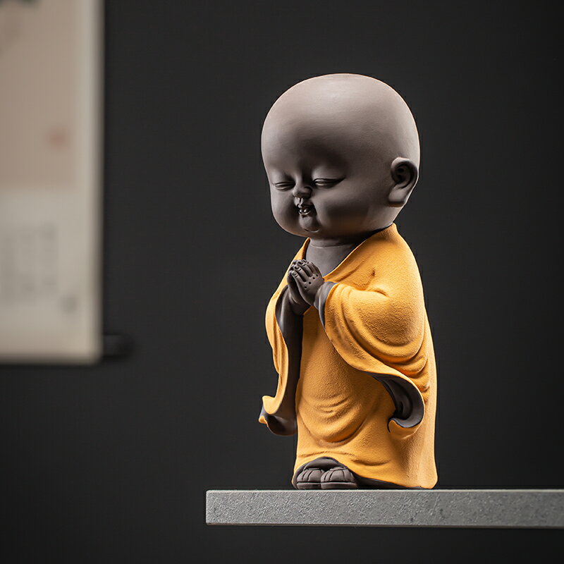 紫砂 事務室の置物 陶芸作品 紫砂 禅意和尚 禅意 事務室の置物 陶芸作品 新品 2体