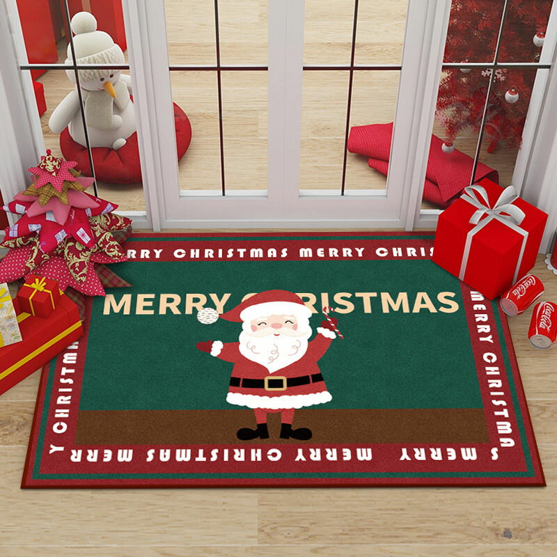 聖誕地毯 圣誕節地毯節日地墊進門門墊節日裝飾品喜慶卡通床邊毯圣誕樹地墊
