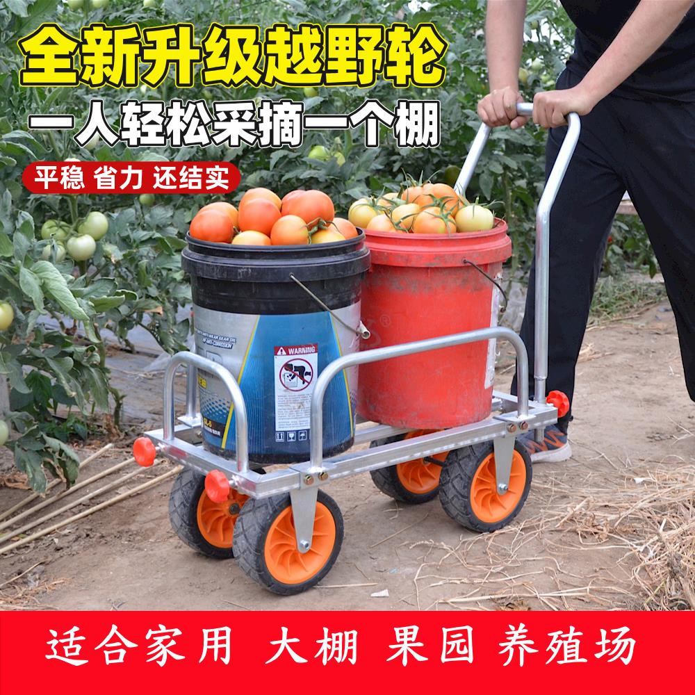 限時下標！免運 手推車 採摘車 手推車 運輸車 手拉車 貨車 大棚菜地手推採摘車瓜果蔬菜家用運輸車寬輪不陷泥地可推拉搬運車 八折下殺 限時減免 可開發票