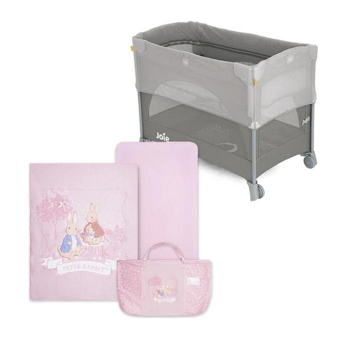Joie kubbie sleep 嬰兒床(JBA57000A)+奇哥悅讀比得兔床邊床三件式床組(PLC56200P粉) 6600元