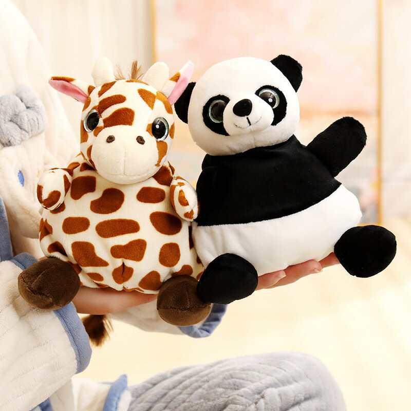 可愛動物沙包熊貓公仔小馬羊大象獨角獸擺件玩偶毛絨玩具 禮物