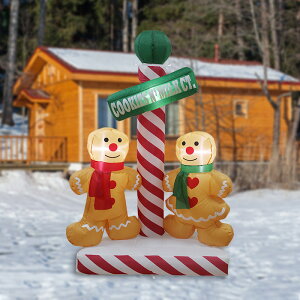聖誕節裝飾 跨境亞馬遜熱銷圣誕充氣氣模帶燈裝飾品姜餅人適用于節日派對 夏洛特居家名品