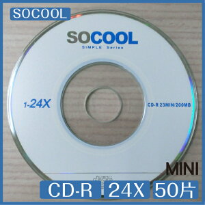 【超取免運】SOCOOL 8cm MINI CD-R 24X 210MB 24MIN 50片 光碟 CD