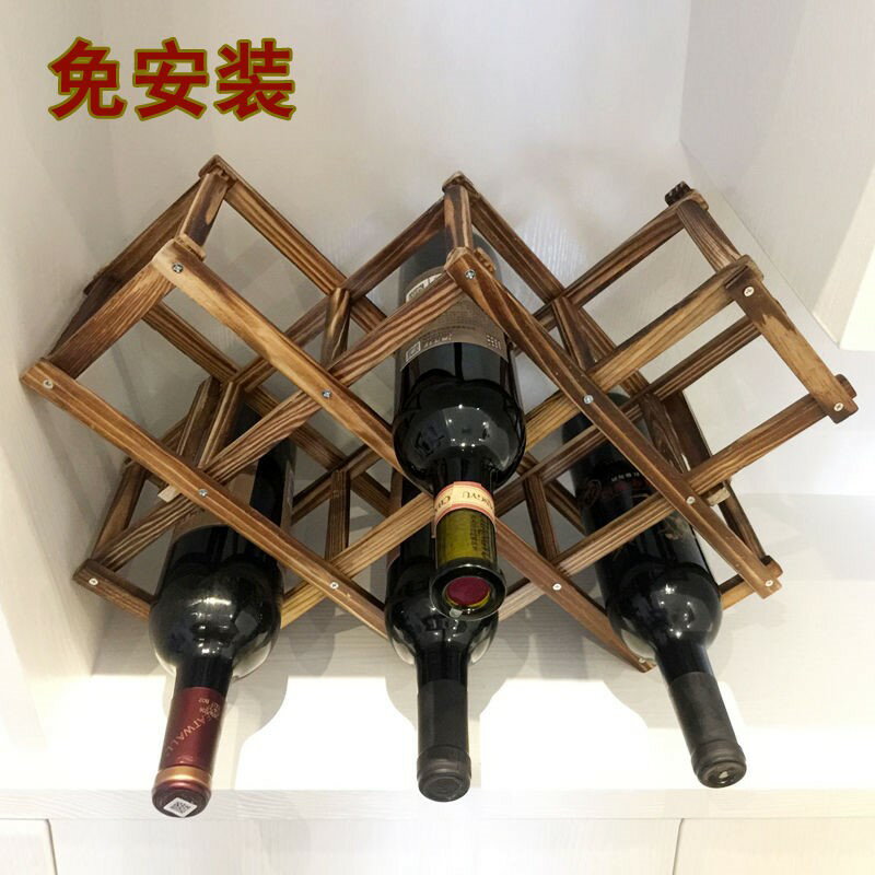 實木碳化紅酒架擺件創意葡萄酒架 家用酒瓶收納架歐式洋酒架