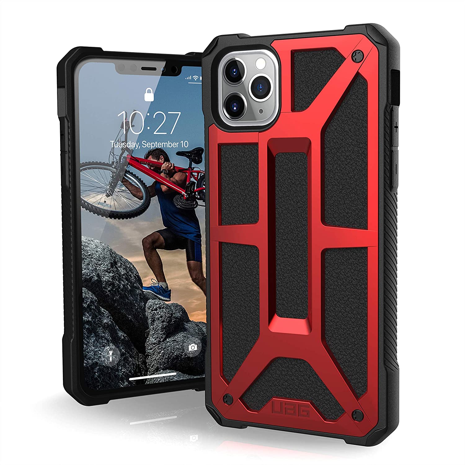 【領券再折100】【美國代購-現貨】URBAN ARMOR GEAR UAG 專為 iPhone 11 Pro Max [6.5 英寸屏幕] Monarch Feather-Light Rugged [Crimson] 軍用防摔測試 iPhone 手機殼