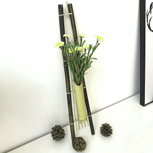 復古北歐日式手工編織竹編壁掛客廳裝飾花插小清新花器插花花瓶1入
