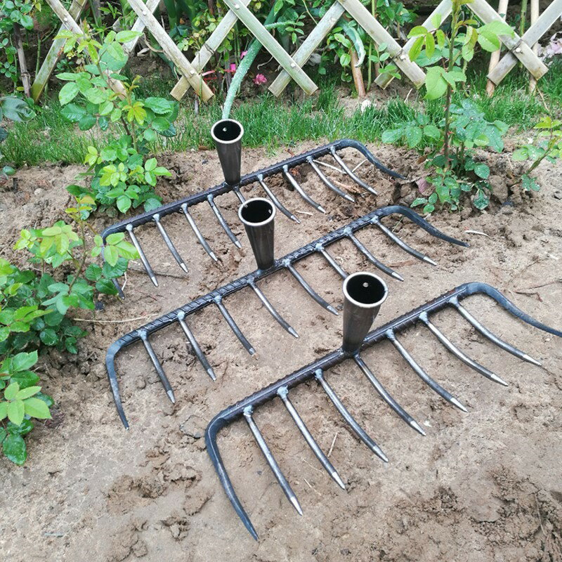 耙子農具鐵焊接耙種菜翻土松土家用三齒四齒九齒十一齒耙種菜耙子