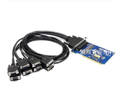 宇泰PCI轉8口RS232串列埠9針com電腦串列埠擴充套件卡工業級UT一拖八1米線[領邦五金配件]