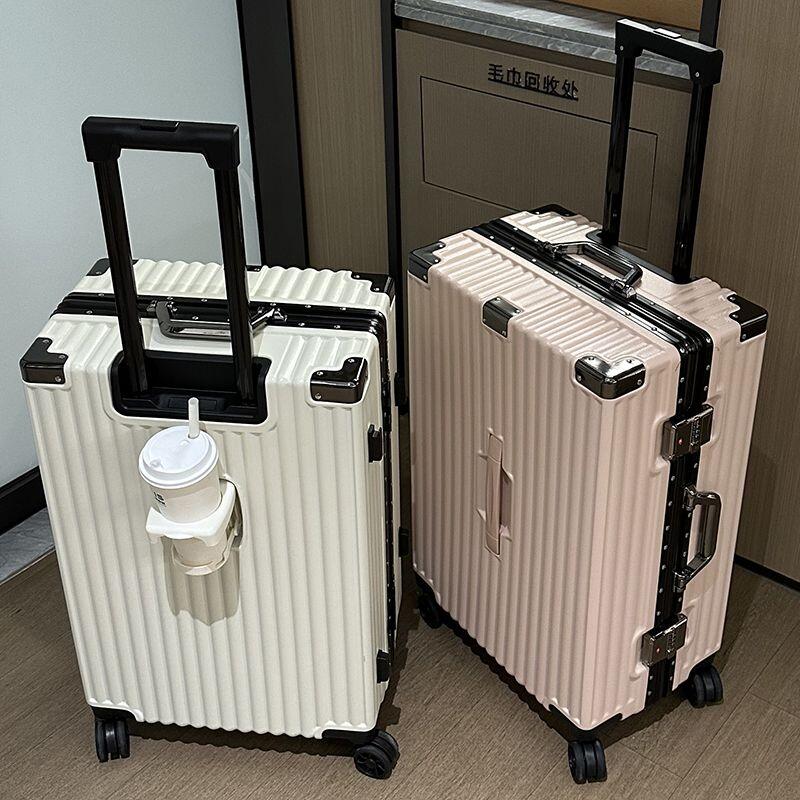 行李箱旅行箱登機箱拉桿箱多功能行李箱品牌旅行箱水杯架加厚密碼箱學生拉桿箱大容量行李箱新款