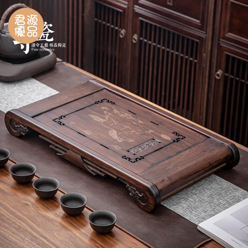 茶盤 功夫茶具茶盤 託盤 馬到成功茶盤 家用功夫茶具 竹製小型茶臺 儲水託盤 簡約實木幹泡茶座