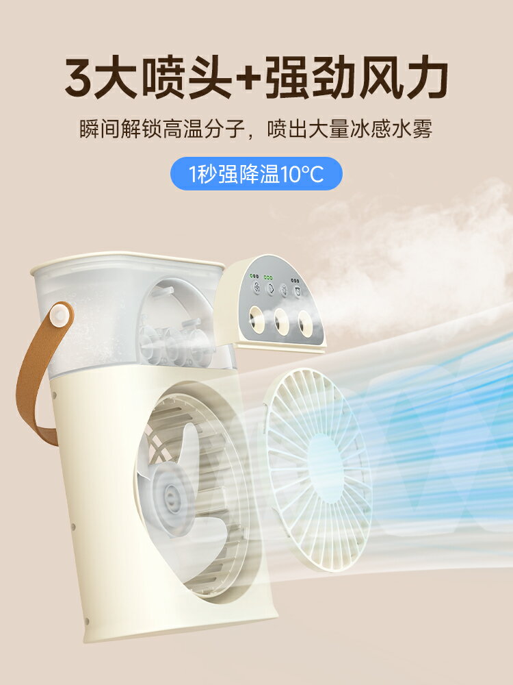 2024新款水冷風扇噴霧小風扇usb小型迷你學生辦公室電風扇加濕器二合一桌面宿舍製冷神