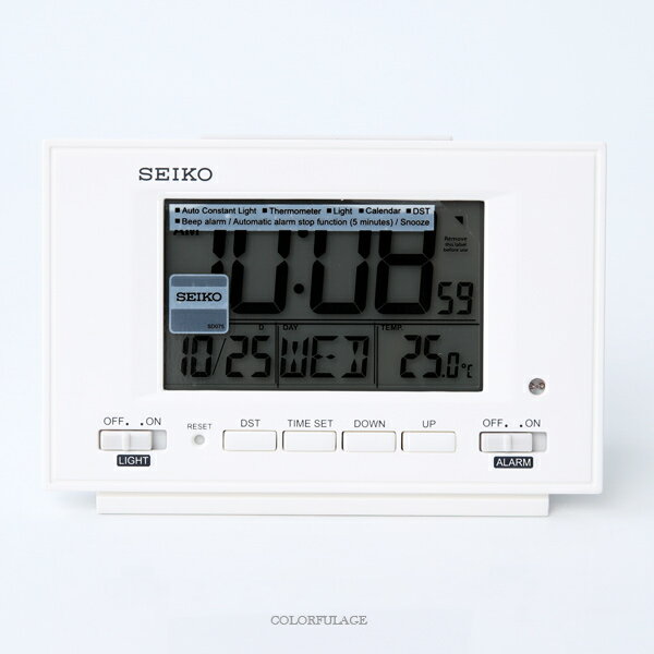 鬧鐘 SEIKO白色電子顯示座鐘 柒彩年代【NV63】原廠公司貨
