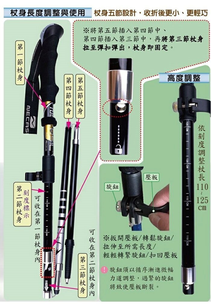 【海夫生活館】RH-HEF 紐卡索 Necasil EVA握把 碳纖維 可折疊式登山杖 藍色(ZHCN2307-3) 7