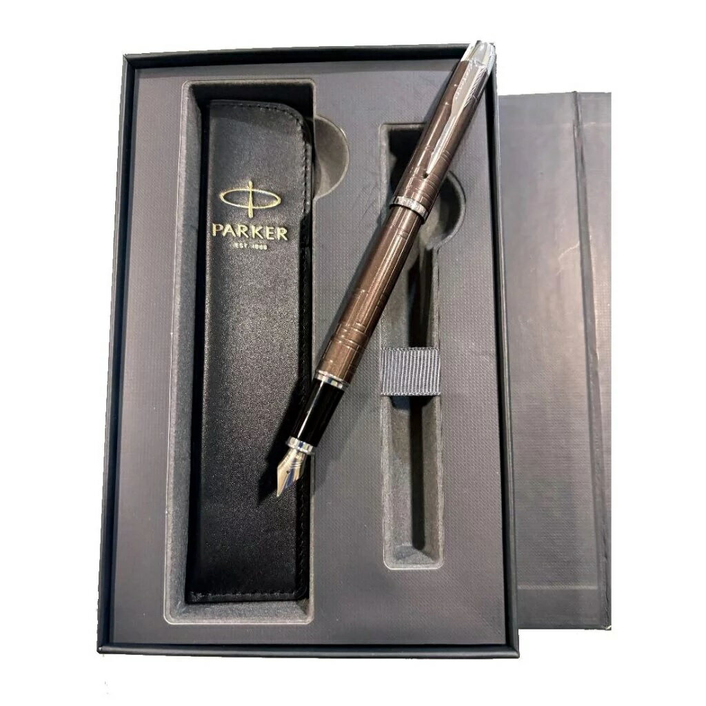 PARKER 派克 IM棕桿幾何紋鋼筆真皮禮盒組