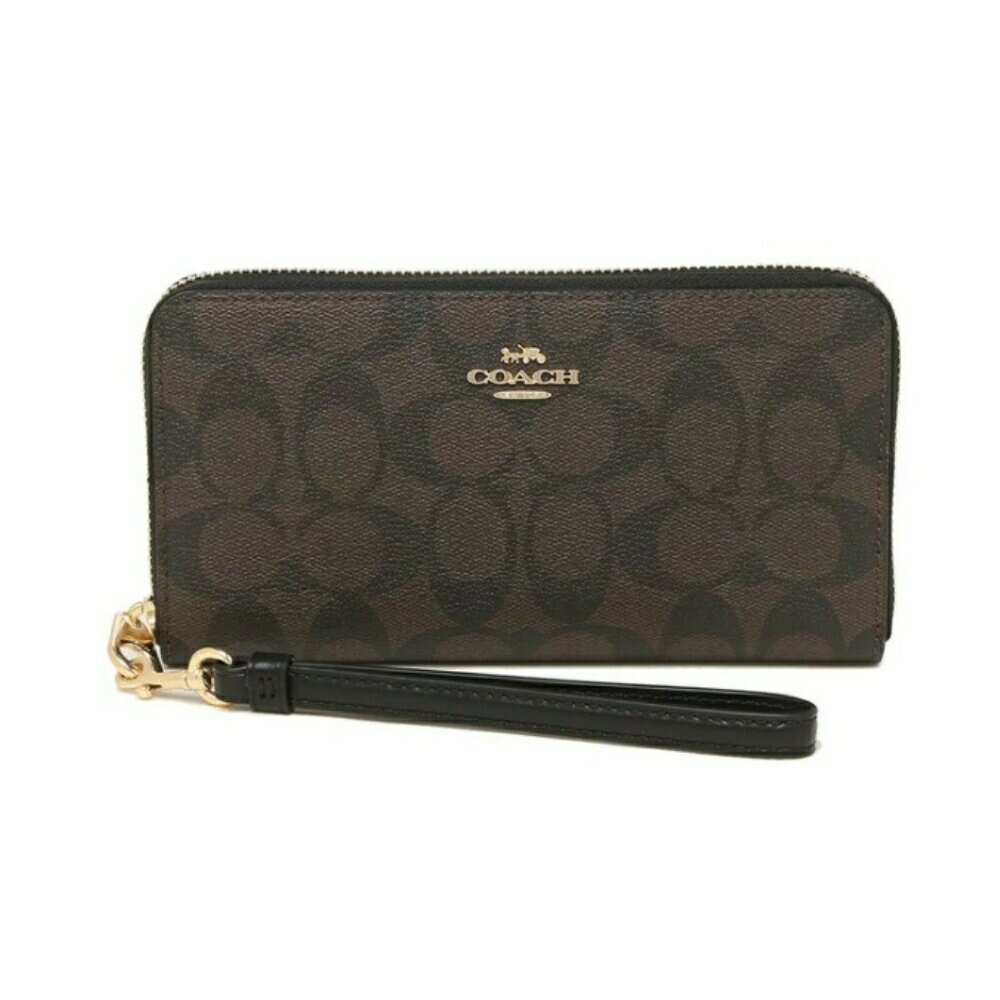 COACH 經典老花拉鏈長夾 LOGO不敗款 附帶手繩 手腕帶 4452(全新現貨限量出清80%OFF)~【 菲尼斯 國際精品 ★ APP下單天天10%點數回饋 】 0