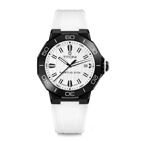 TITONI 瑞士梅花錶 動力系列 CERAMTECH 83765B-WW-712 低調白機械錶 43mm｜樂天全館特惠中★指定刷卡回饋10%