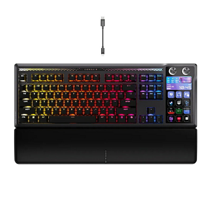 Corsair 海盜船 GALLEON 100 SD多媒體 5吋LCD RGB機械鍵盤 紫軸黑色 中文/英文