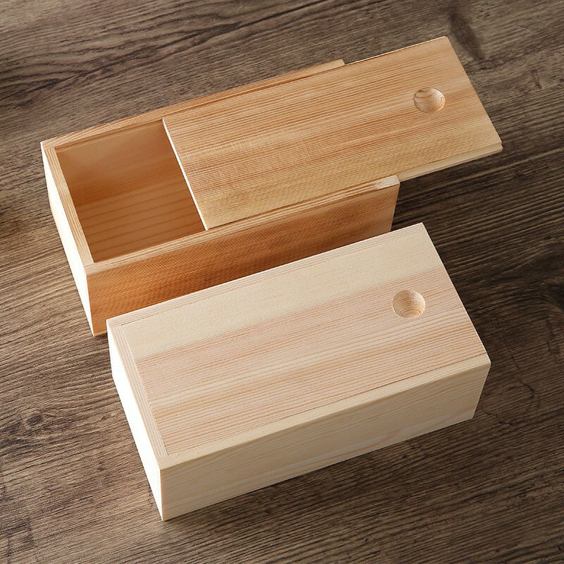 實木木匣子實木小盒子收納盒蓋簡約正方形小號抽拉蓋木盒木盒新款