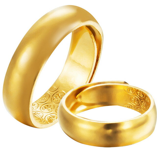 網紅越南沙金光面情侶戒指仿黃金男女時尚個性單身戒指環久不掉色