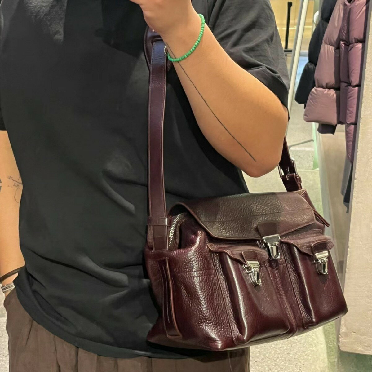 頭層牛皮LE*Gear bag法國小眾郵差包機車包翻蓋工裝包斜背單肩包