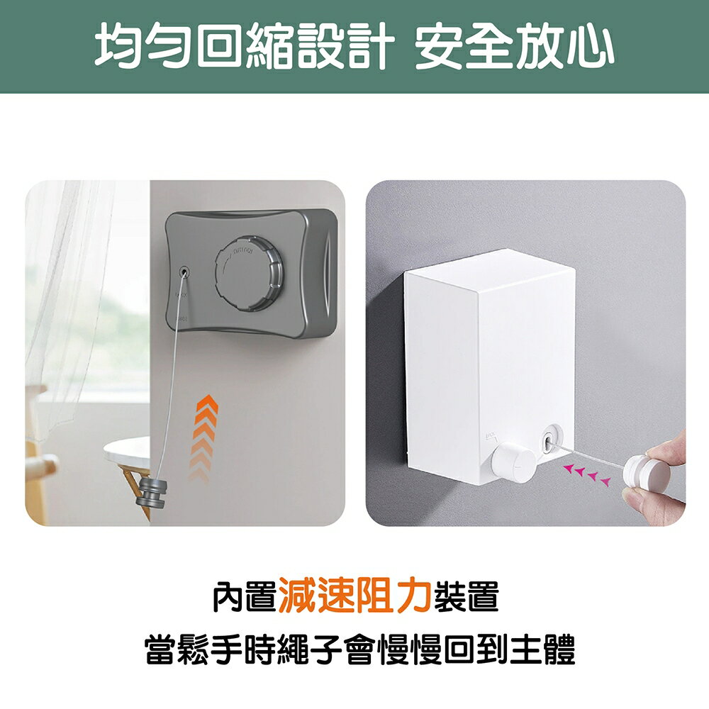 免打孔 伸縮曬衣繩 隱形曬衣架 曬衣繩 曬衣神器 室內曬衣繩 晾衣架 強力曬衣繩 晾衣繩 不銹鋼拉繩設計 兩用 【花屋】 2