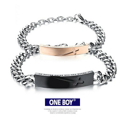 <br/><br/>  『 One Boy 』【N60774】十字設計雙釦不規則鈦鋼情侶手鍊<br/><br/>