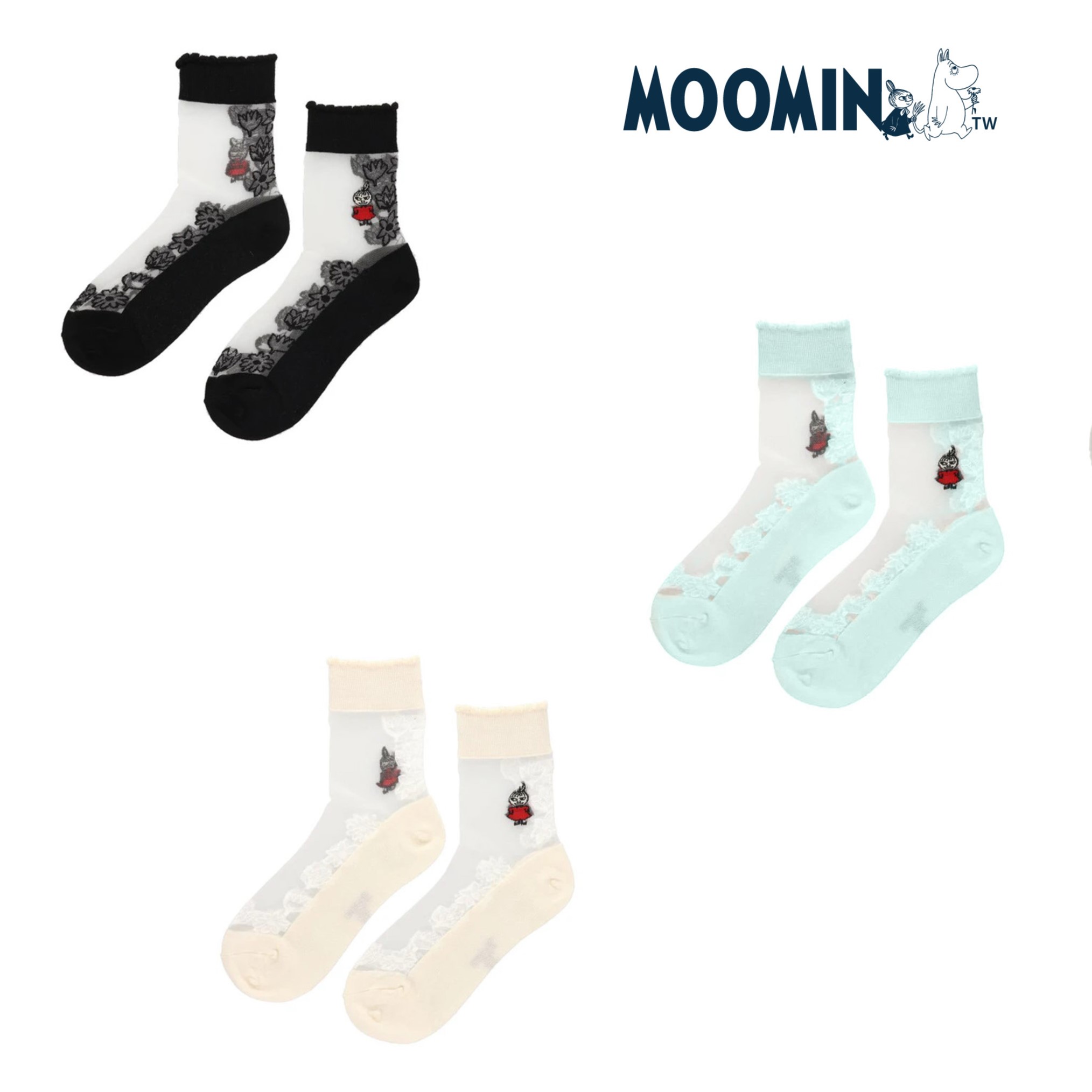 透膚少女襪 23-24cm-嚕嚕米 MOOMIN 日本進口正版授權