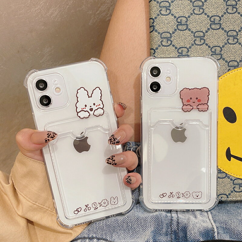 簡約透明卡通卡套適用iphone12pro max蘋果11手機殼iphonex軟矽膠xsmax情侶xr日韓8plus女7全包防摔套
