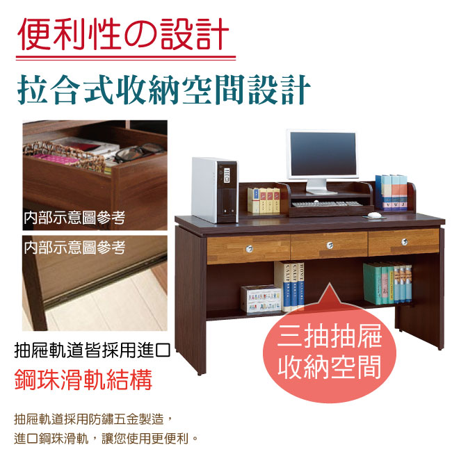 【綠家居】范特亞 時尚5尺木紋書桌/電腦桌(三色可選) 3