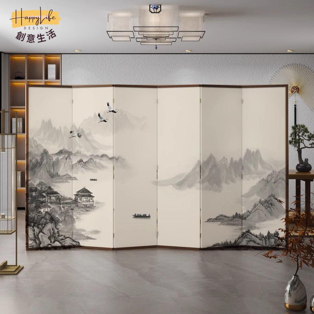 新中式 家用屏風隔斷 屏障玄關背景墻房間臥室入戶 辦公室 簡易折疊[PP0503001]