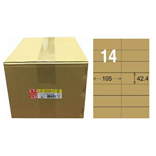 【龍德】A4三用電腦標籤 42.4x105mm 牛皮紙 1000入 / 箱 LD-809-C-B