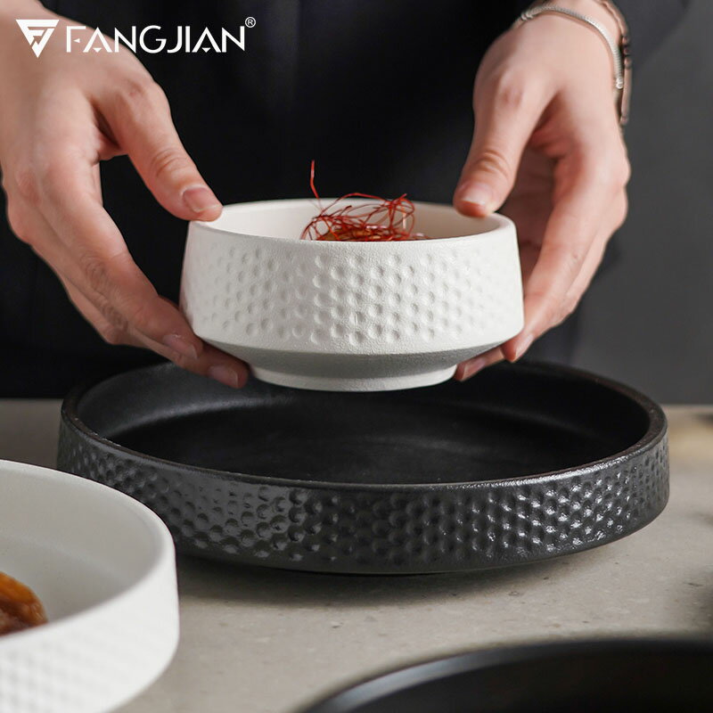 FJ陶瓷飯碗家用湯碗單個創意日式餐具商用深盤子米飯碗西餐廳擺盤