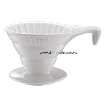 金時代書香咖啡 TIAMO V02長柄陶瓷咖啡濾器組 (白))附濾紙量匙 HG5534W
