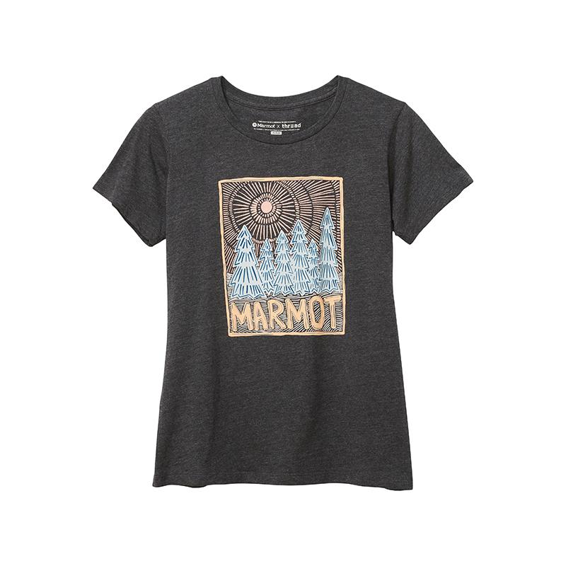 ├登山樂┤美國 Marmot W Woodblock 快乾短袖上衣Charcoal Heather # 46470-1204